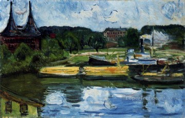  1907 Lienzo - Puerto de Lübeck con el holstentor 1907 Edvard Munch